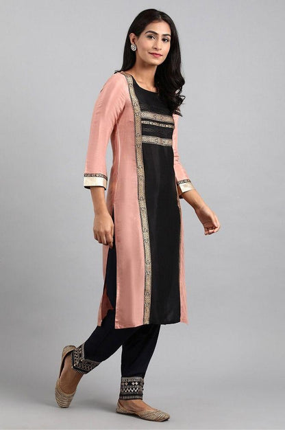 Pink Round Neck Printed kurta - wforwoman