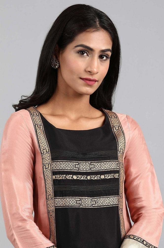 Pink Round Neck Printed kurta - wforwoman