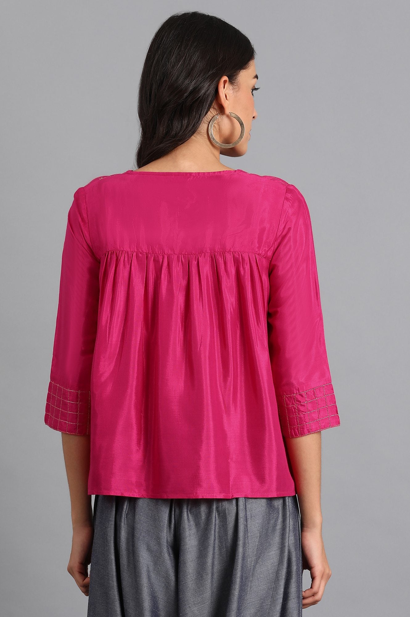 Pink Round Neck Printed Top