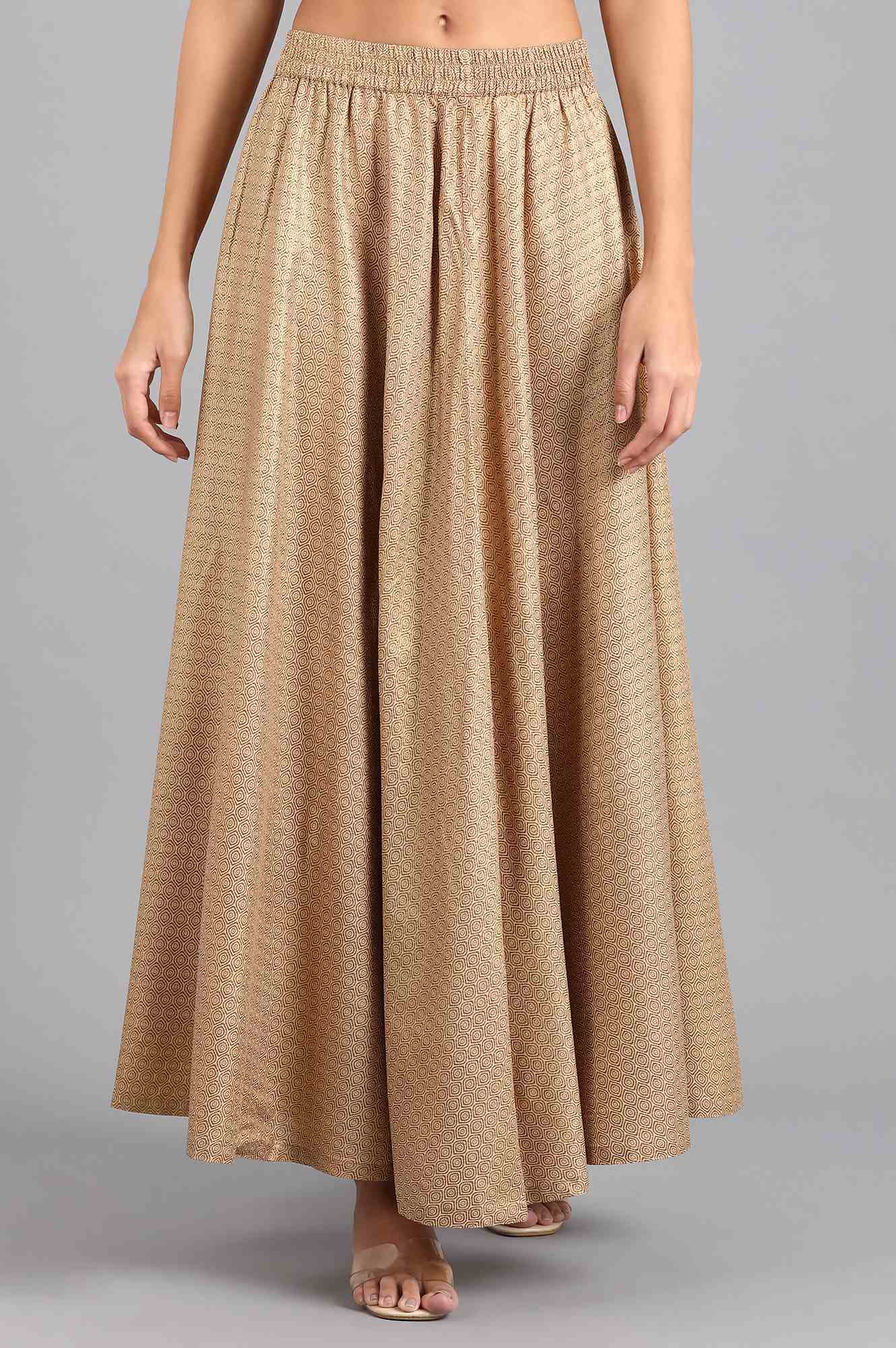 Beige Glitter Print Skirt