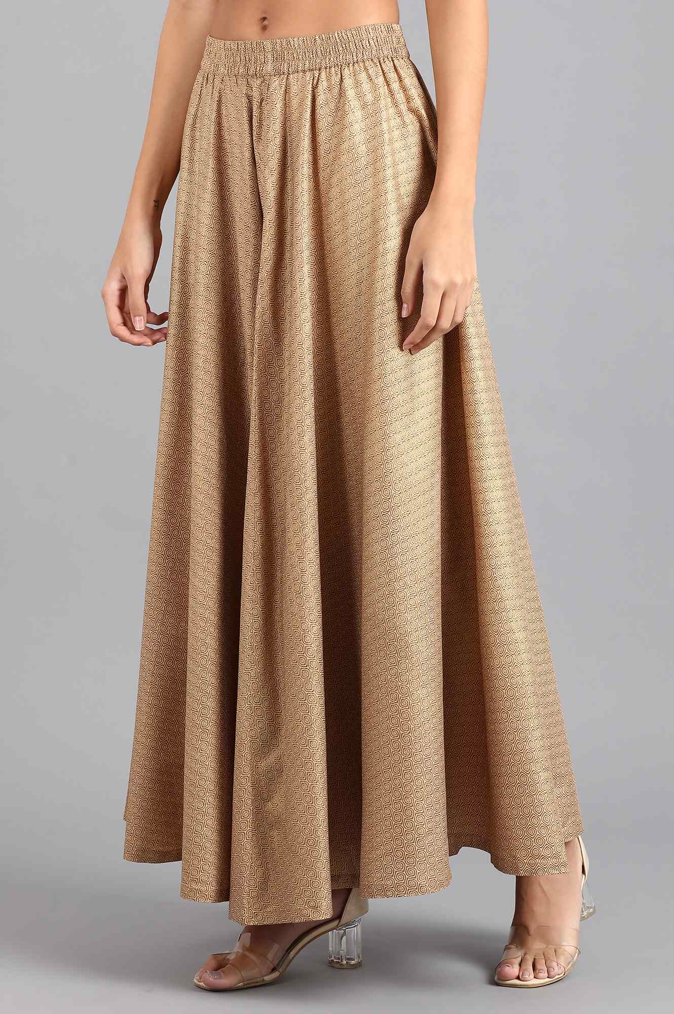 Beige Glitter Print Skirt