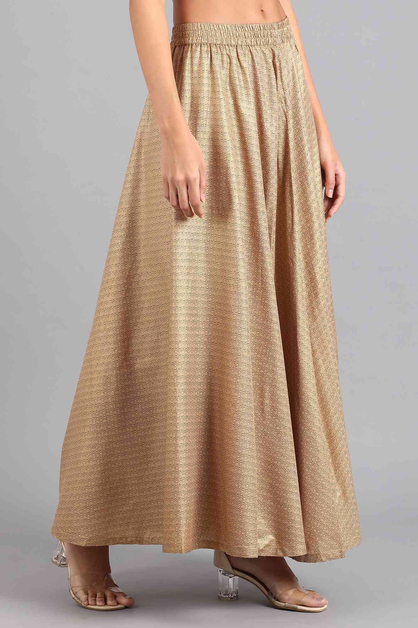 Beige Glitter Print Skirt