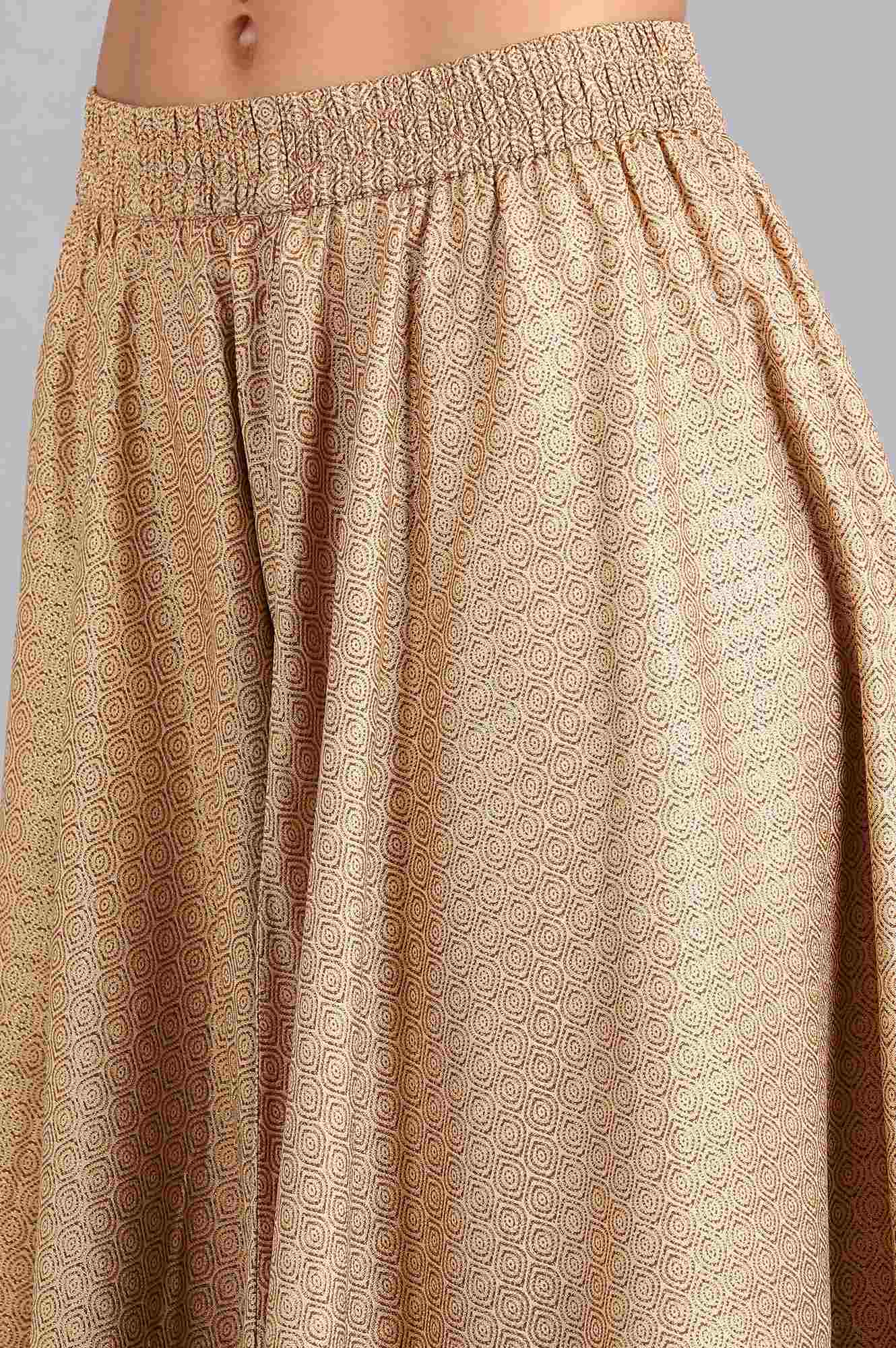 Beige Glitter Print Skirt