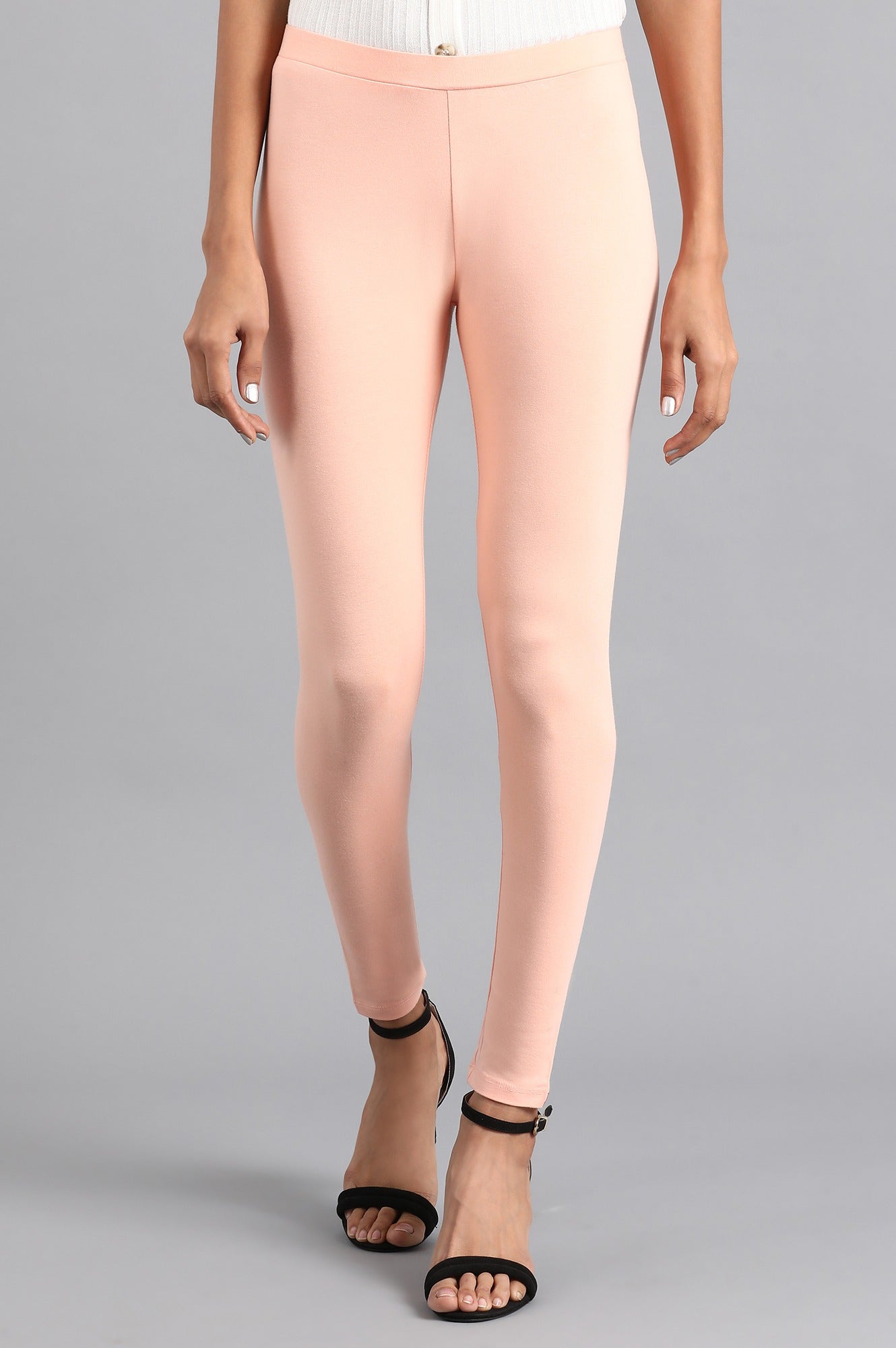 Peach Solid Tights