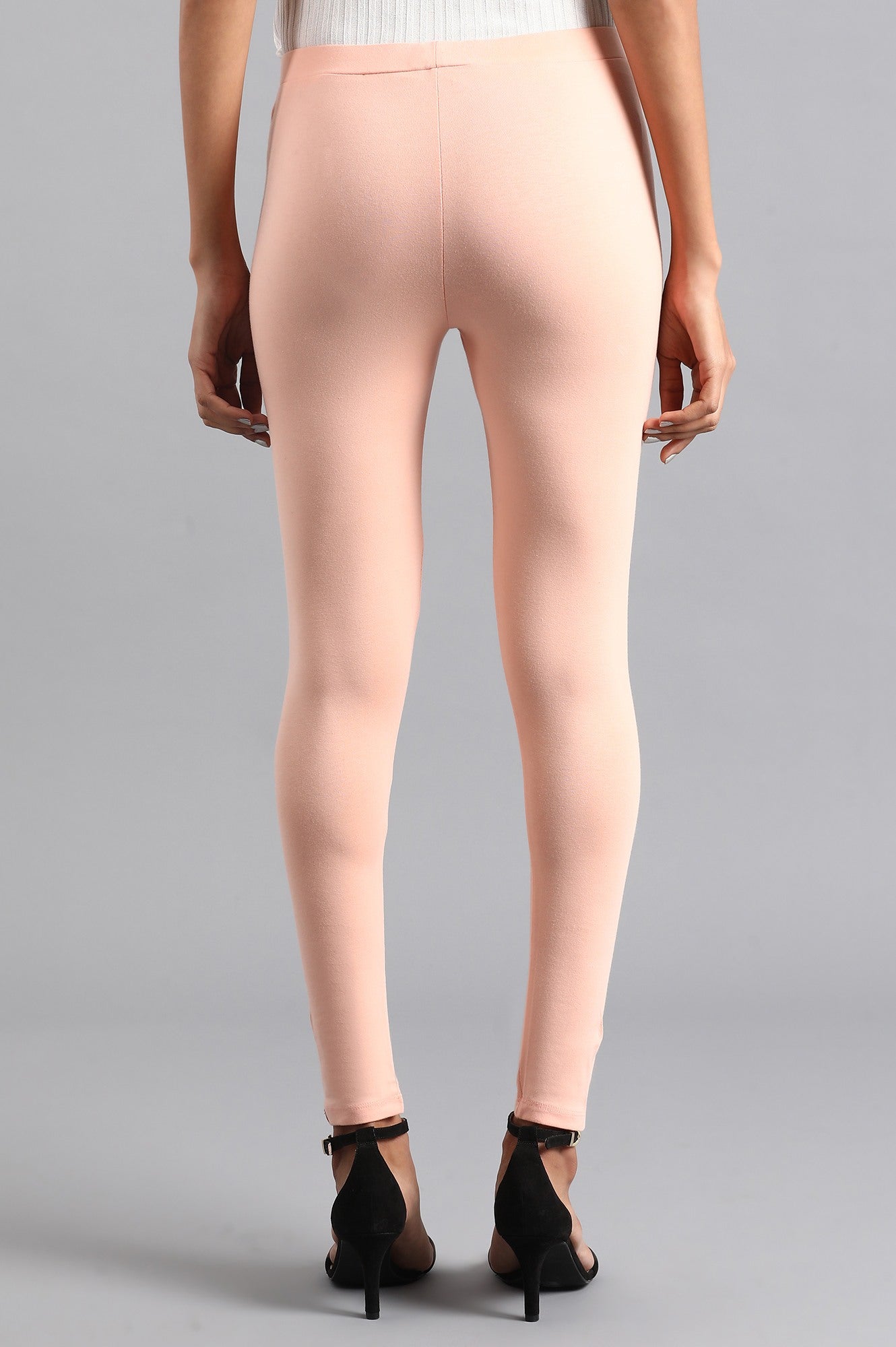 Peach Solid Tights