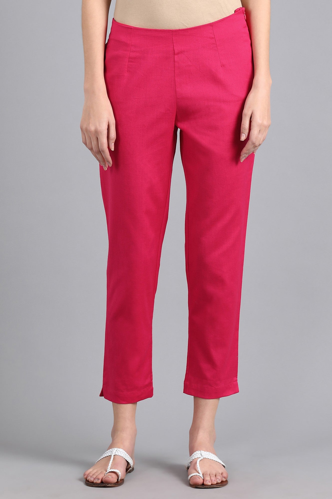 Pink Solid Trousers