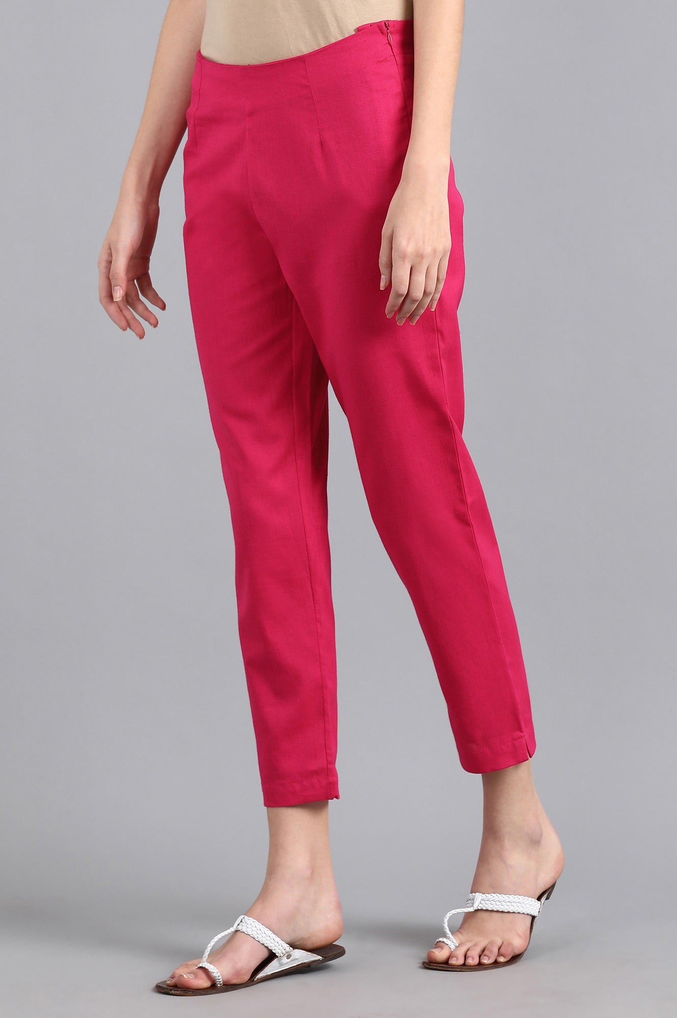 Pink Solid Trousers