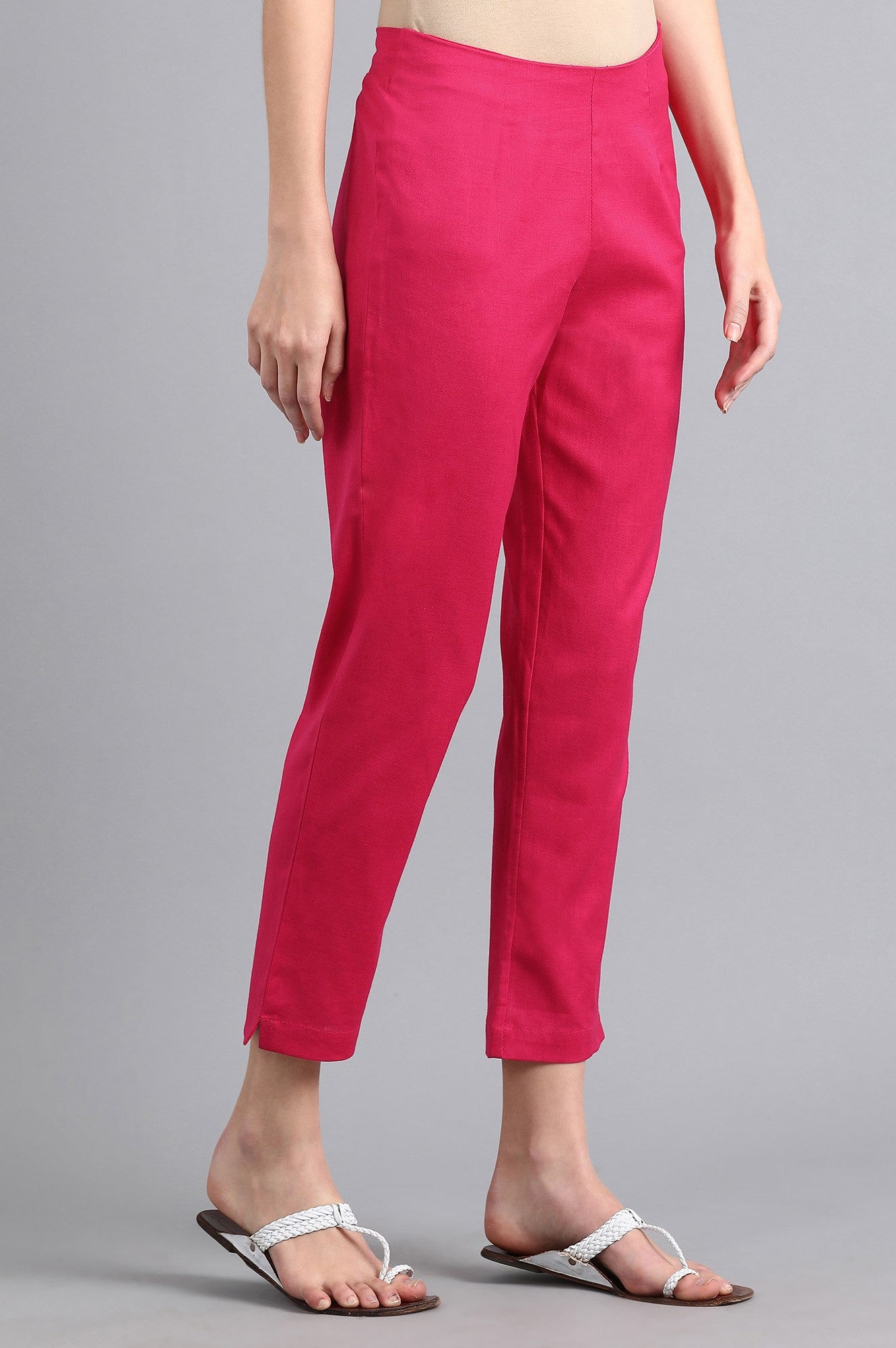 Pink Solid Trousers