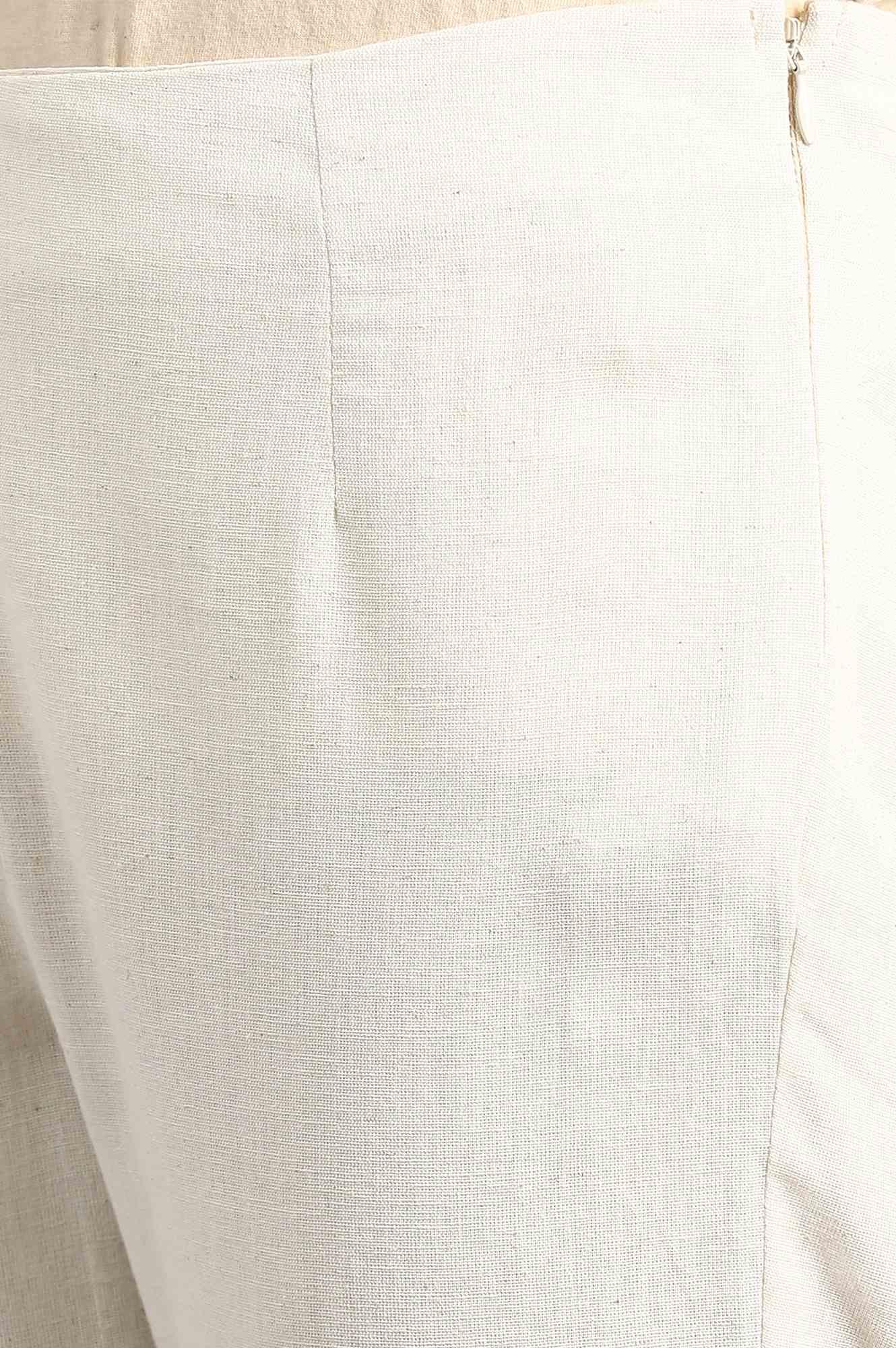 Cream Solid Trousers - wforwoman