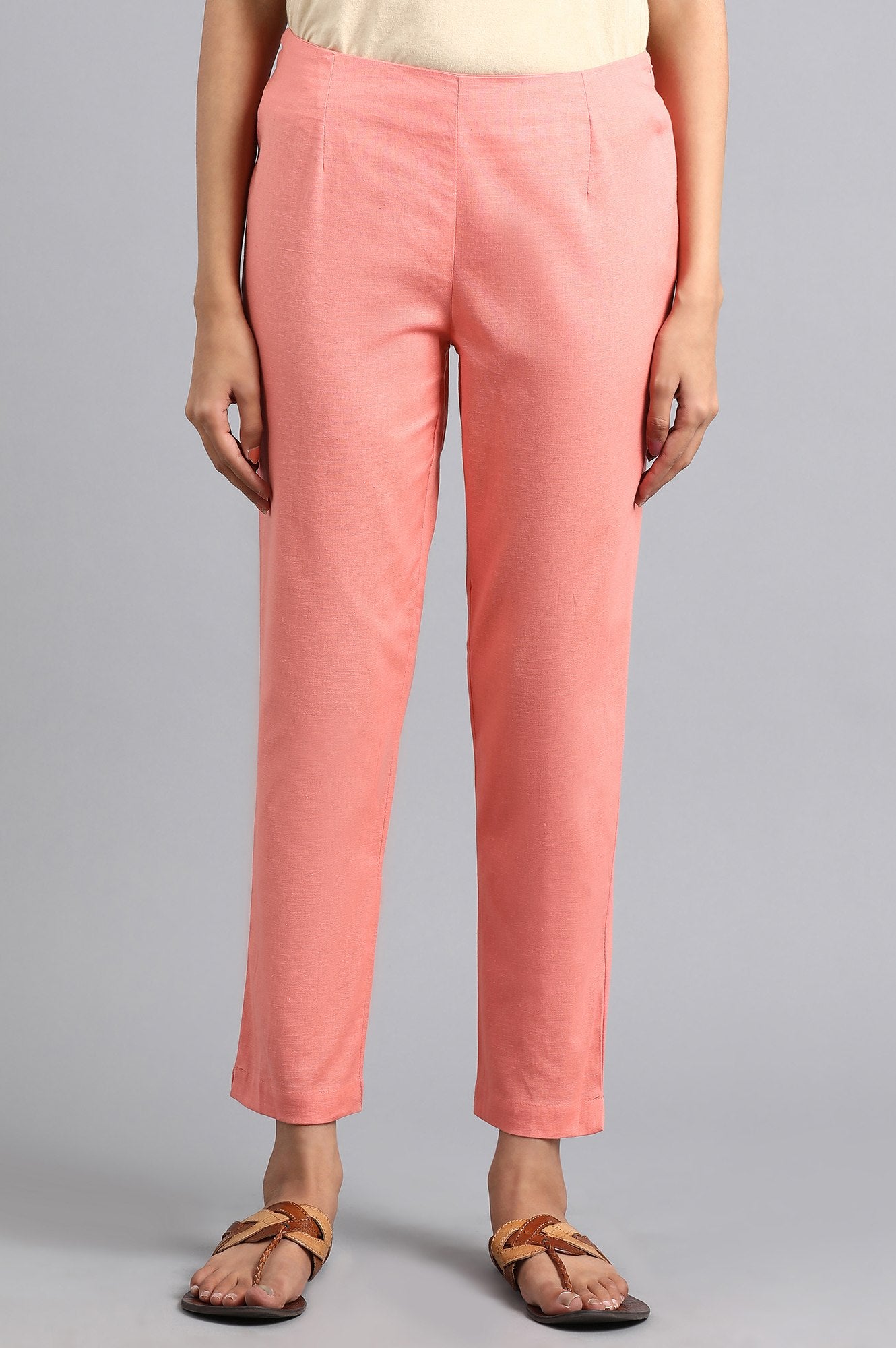 Pink Solid Trousers