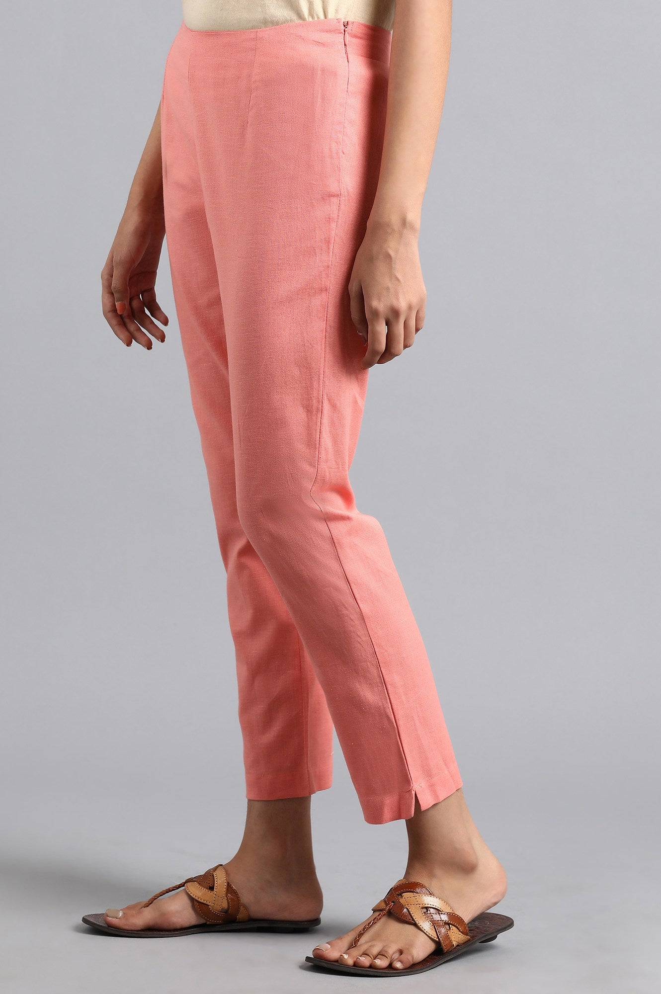 Pink Solid Trousers