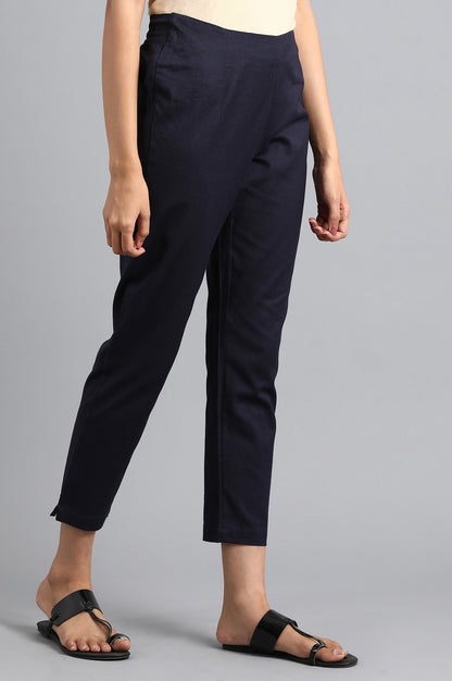 Blue Solid Trousers