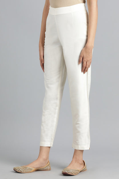 White Solid Trousers