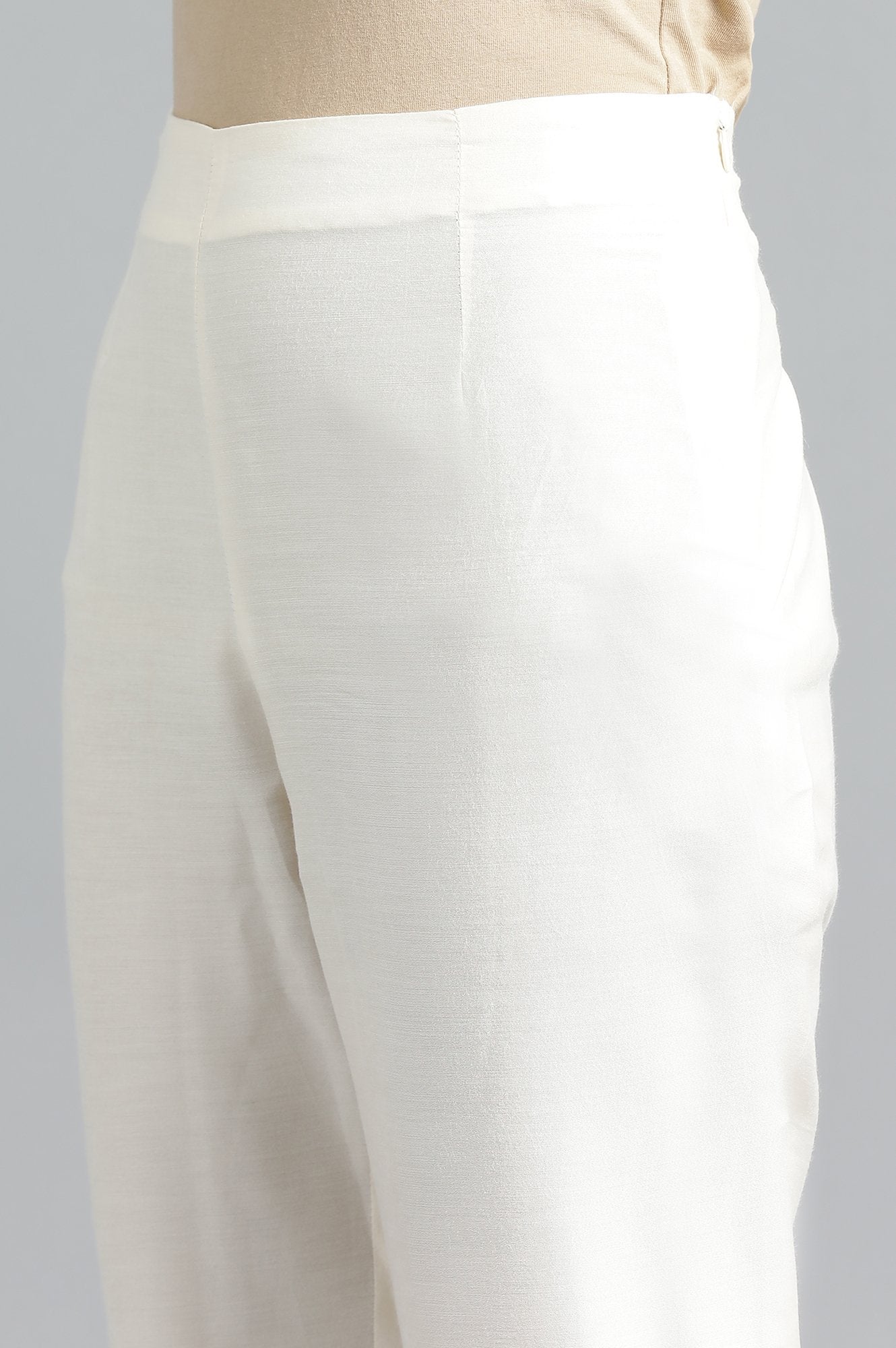 White Solid Trousers