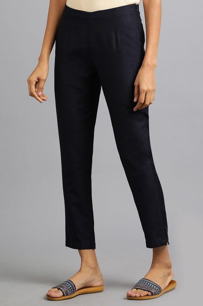 Blue Solid Trousers - wforwoman