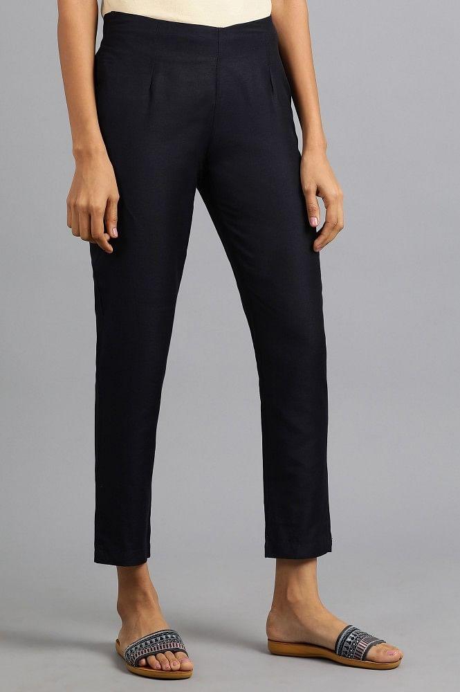 Blue Solid Trousers - wforwoman