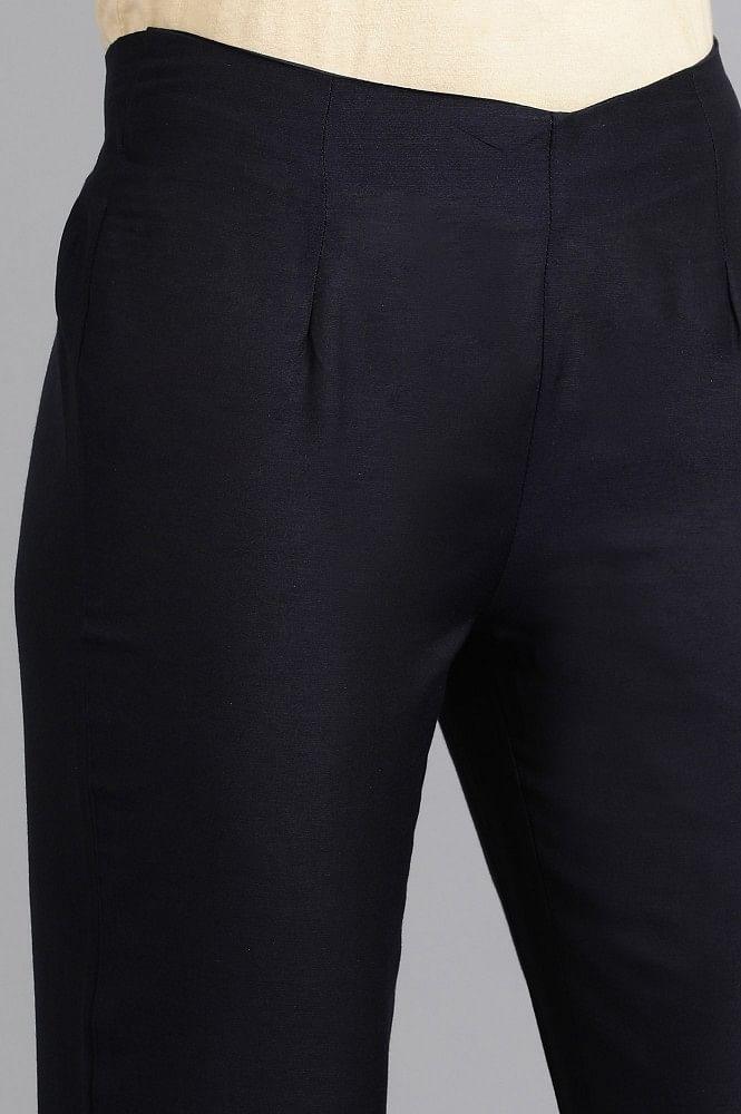 Blue Solid Trousers - wforwoman