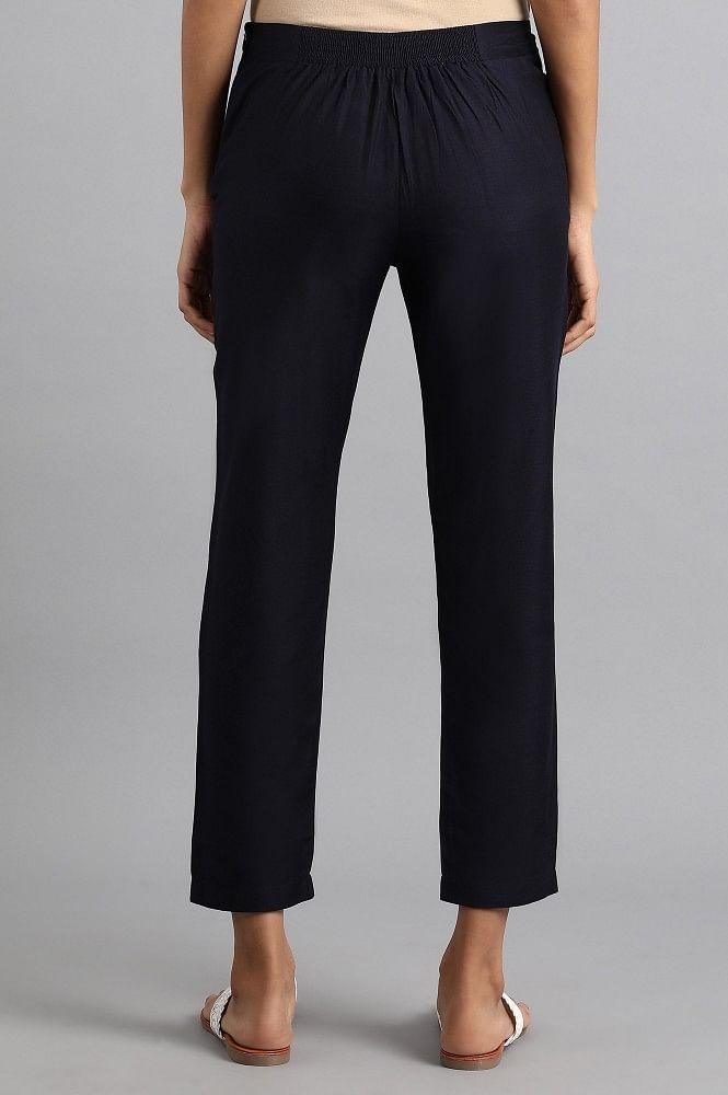 Blue Solid Trousers - wforwoman