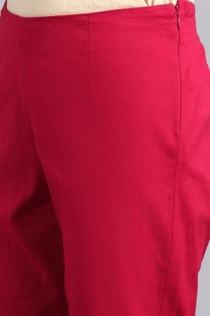 Red Solid Trousers - wforwoman