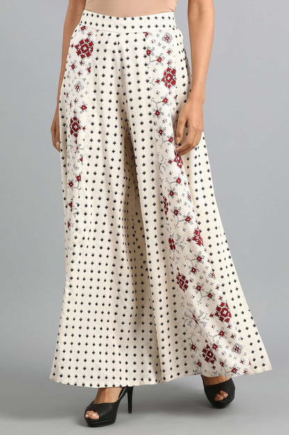 Ecru Floral Print Culottes