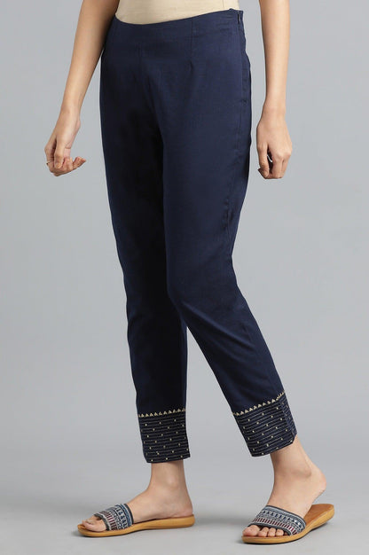 Blue Embroidered Pants - wforwoman