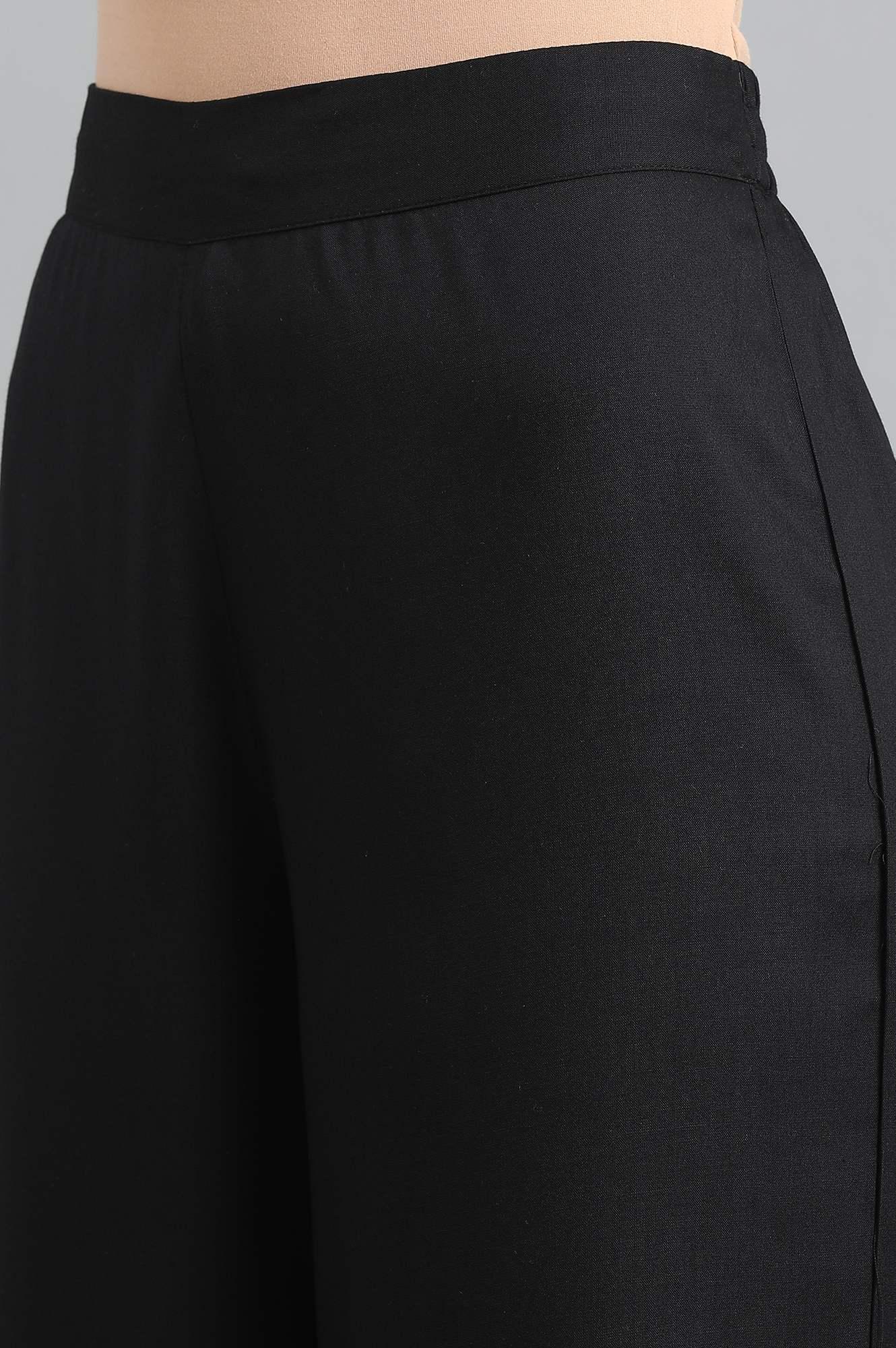 Black Printed Parallel Pants - wforwoman