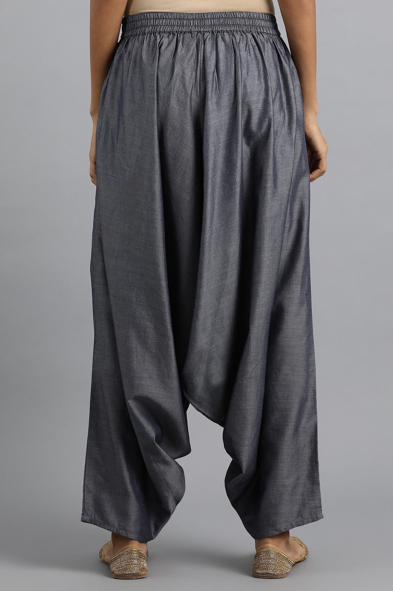 Blue Denim Draped Pants