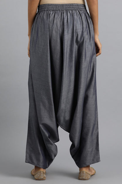 Blue Denim Draped Pants