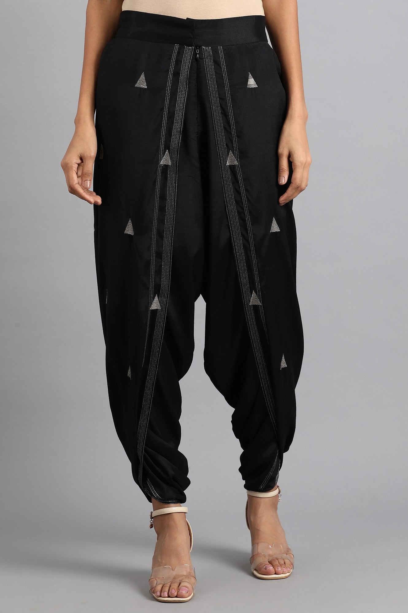 Black Printed Dhoti Pants