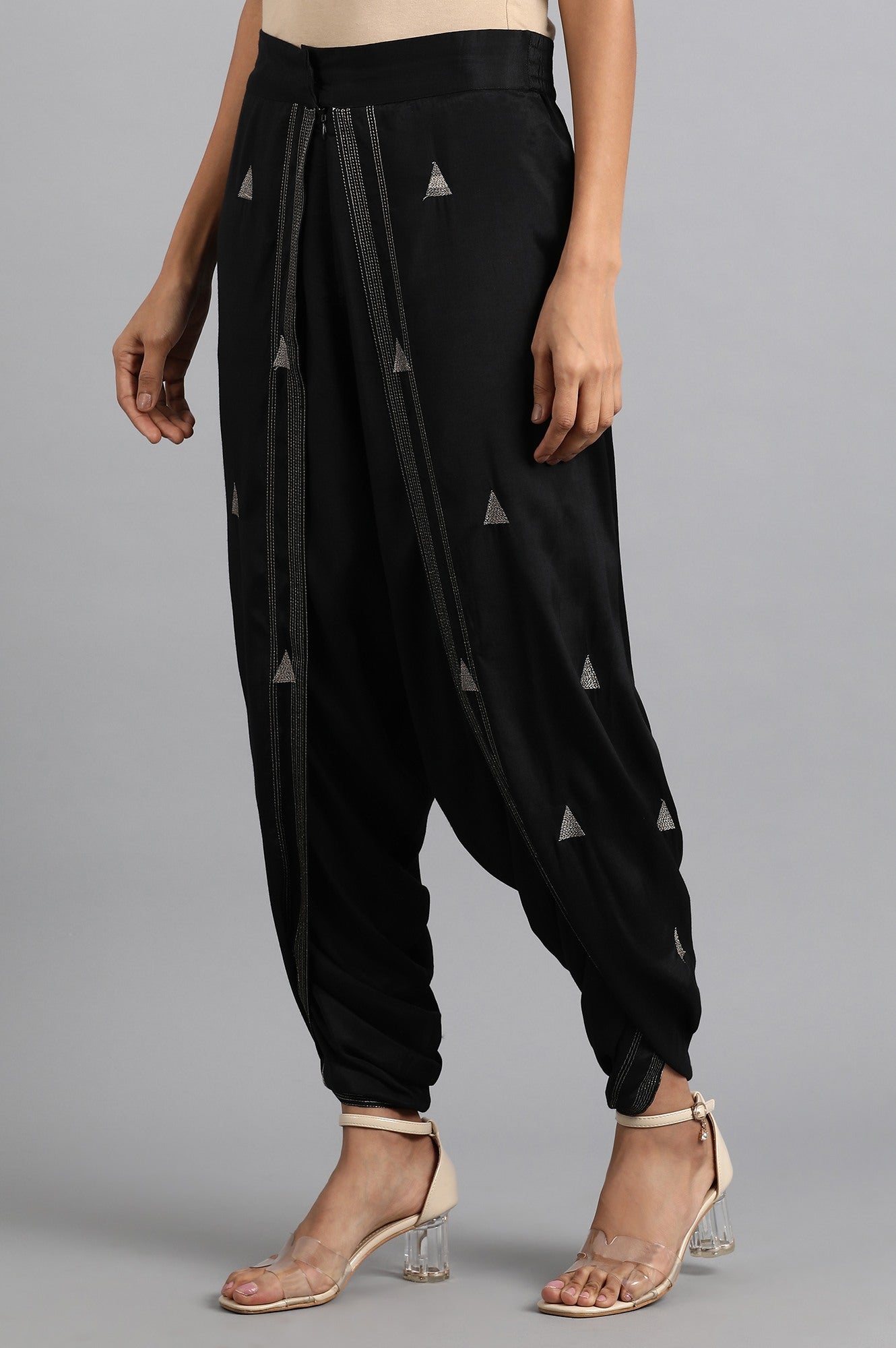 Black Printed Dhoti Pants