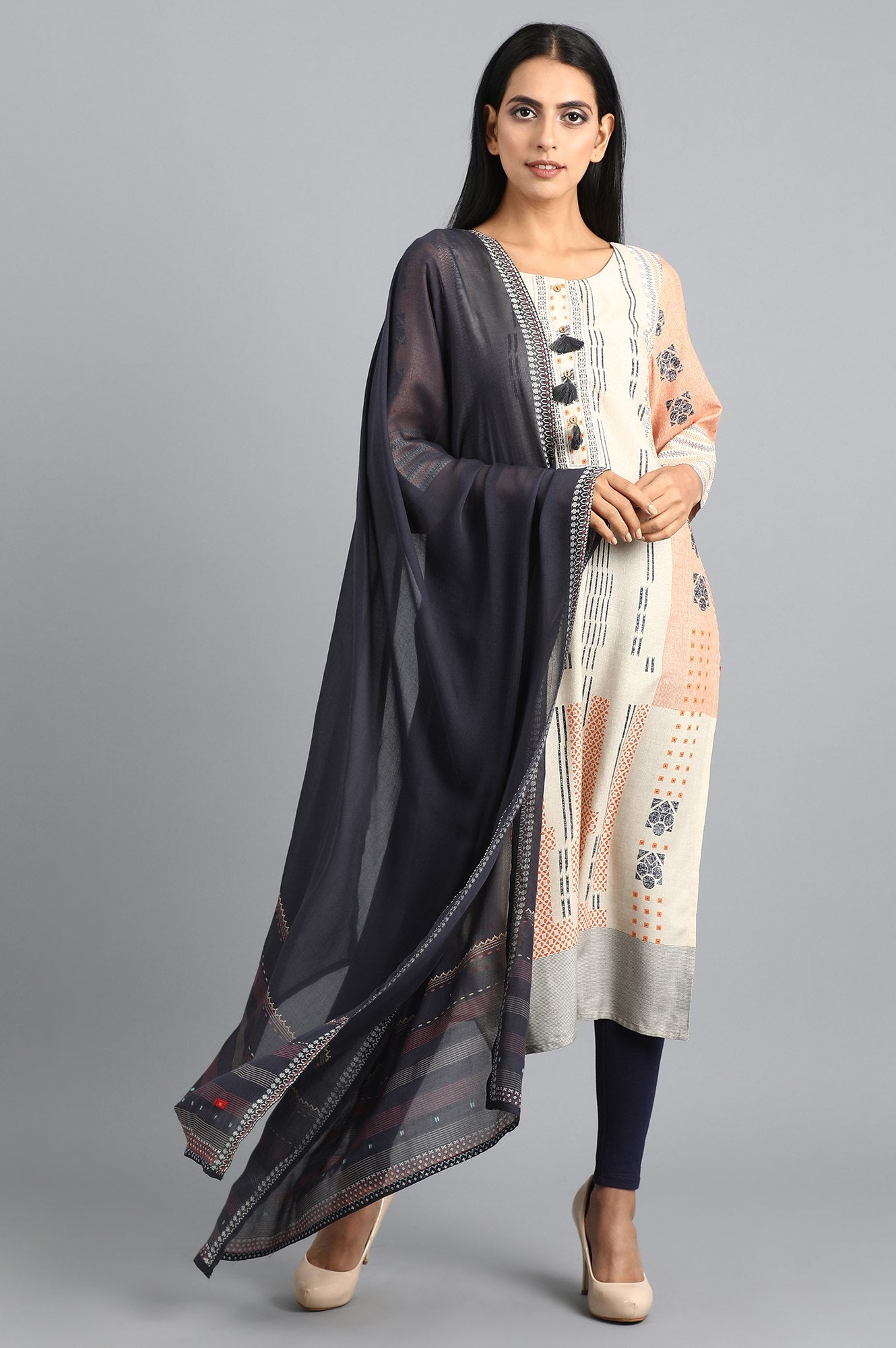 Blue Printed Dupatta