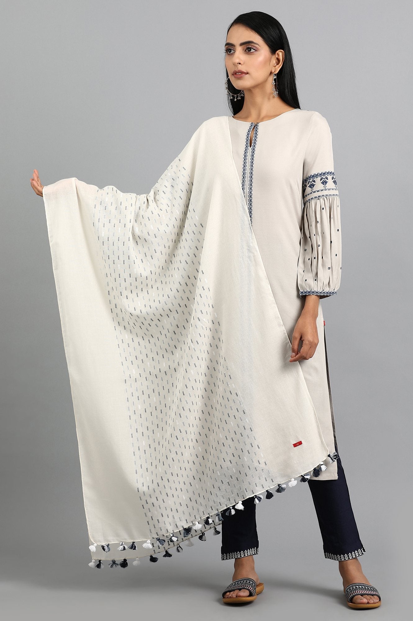 Ecru Printed Dupatta