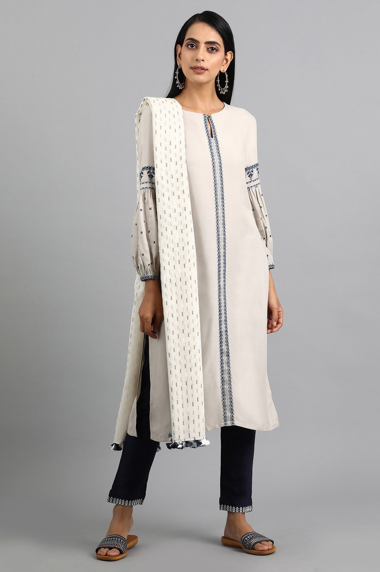 Ecru Printed Dupatta