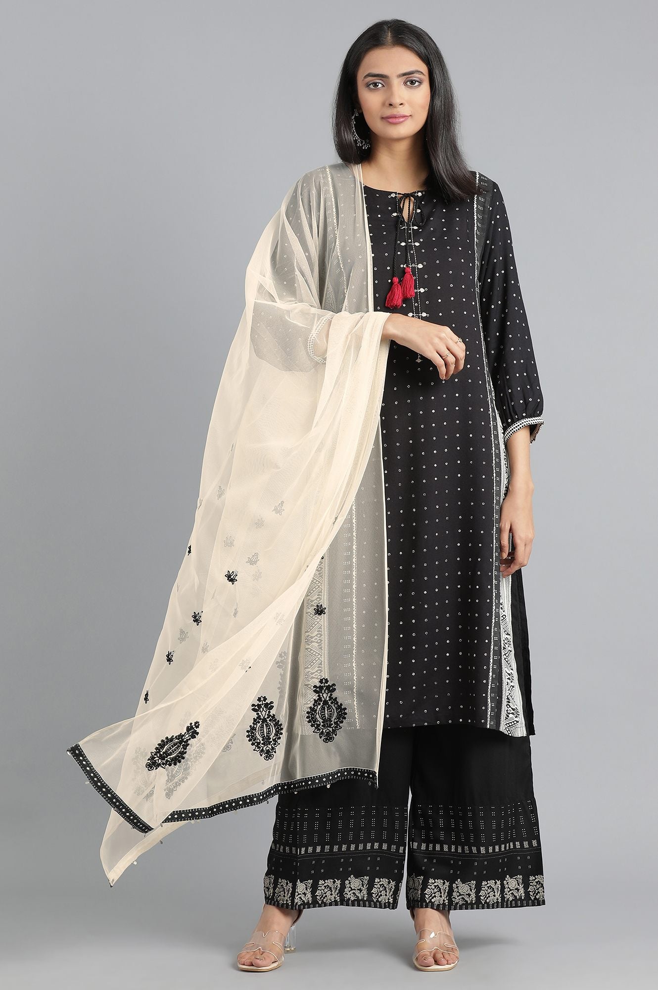 Ecru Embroidered Dupatta