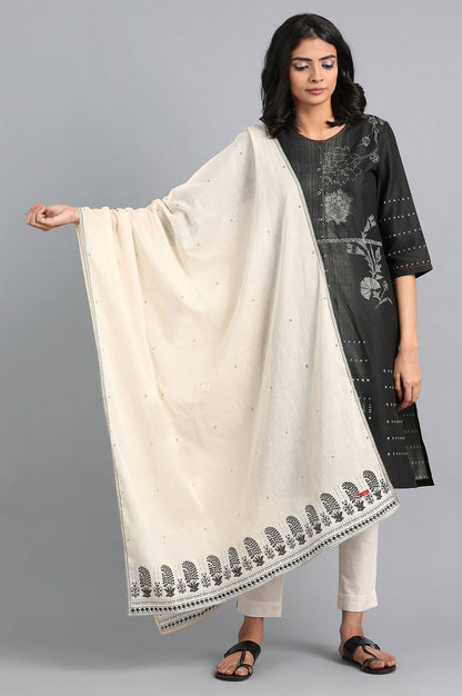 Ecru Printed Dupatta