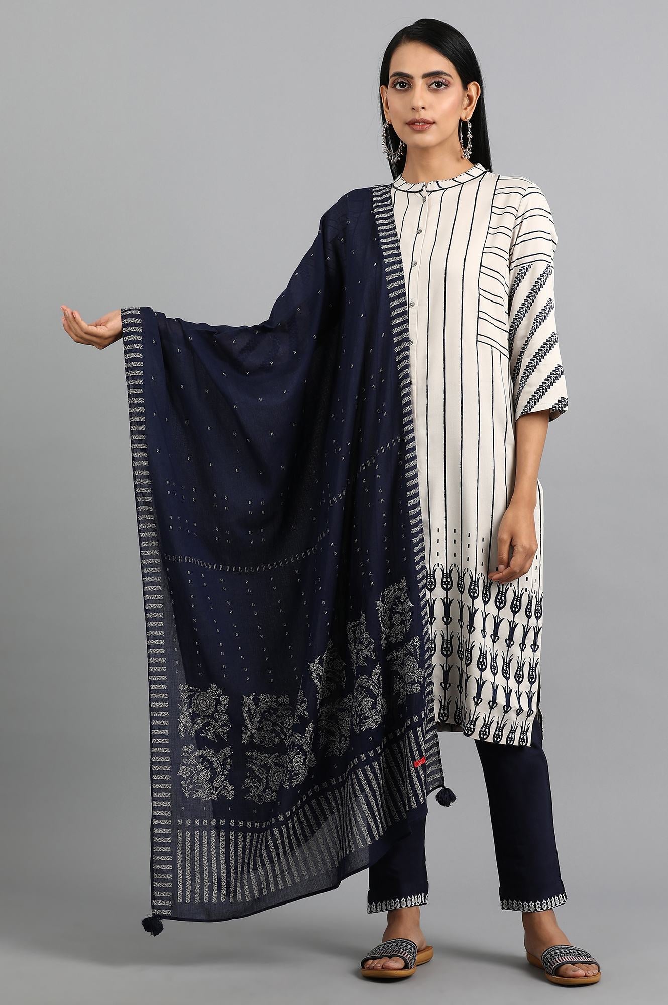 Blue Printed Dupatta