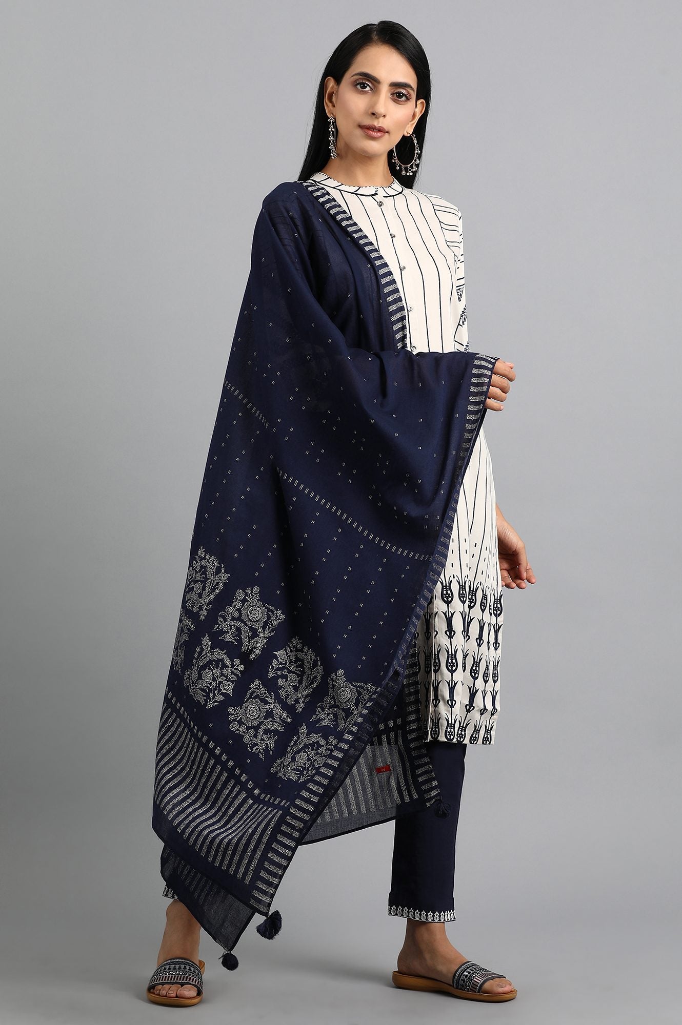 Blue Printed Dupatta