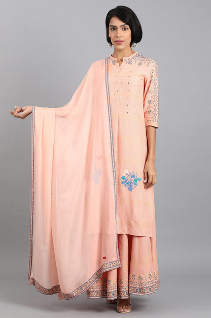 Peach Solid Dupatta