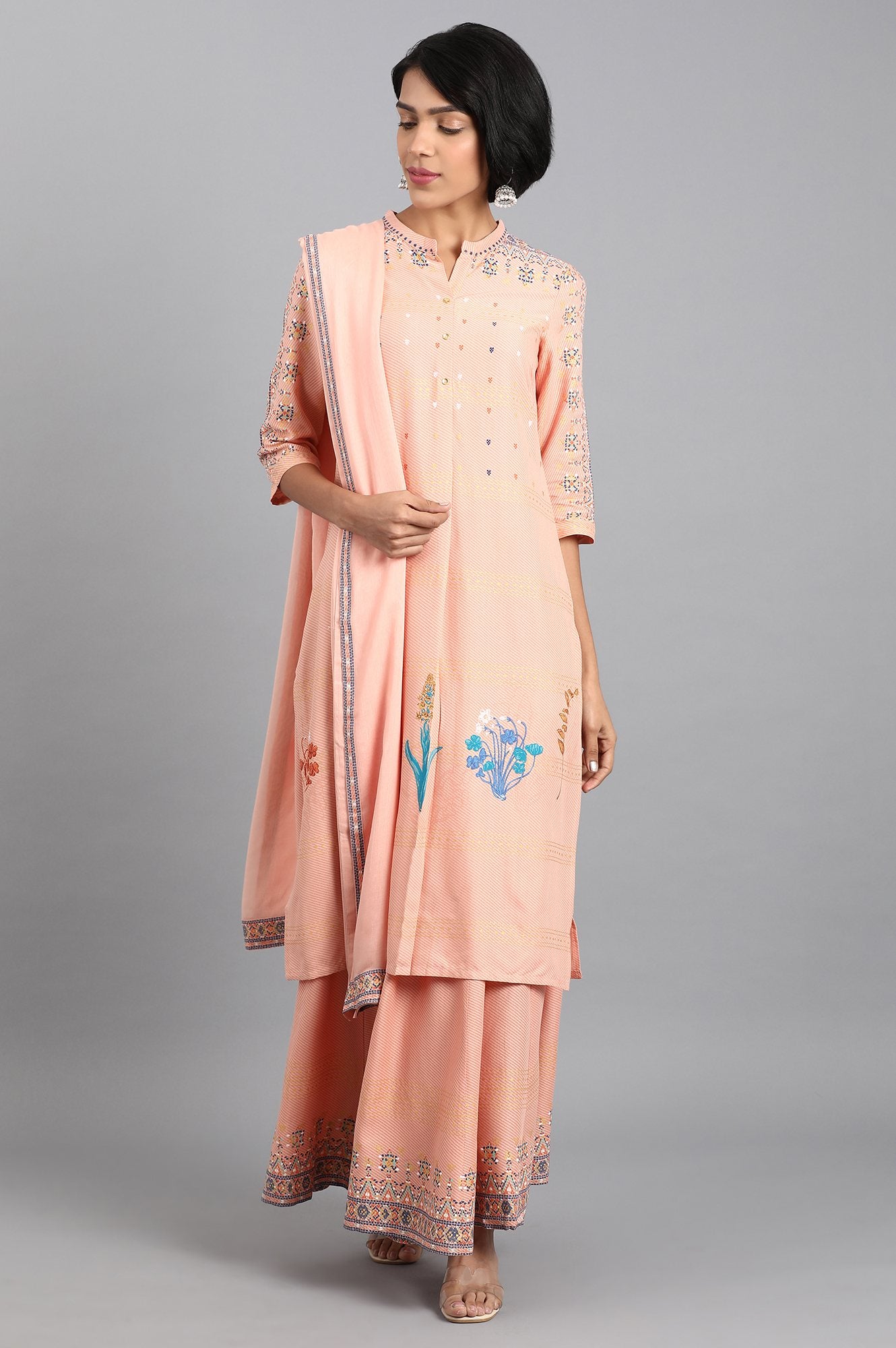 Peach Solid Dupatta