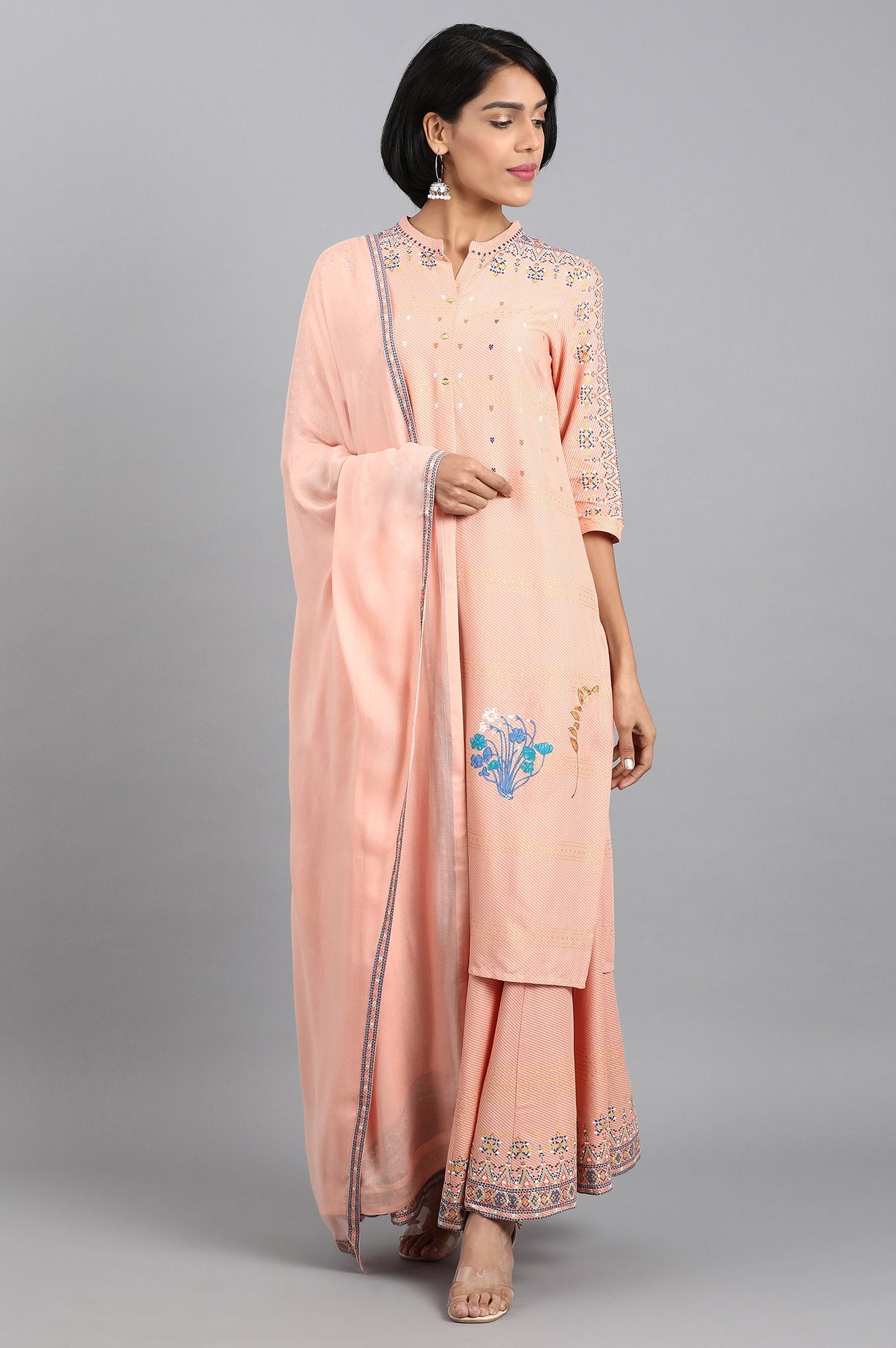 Peach Solid Dupatta