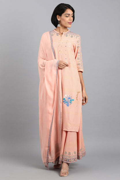 Peach Solid Dupatta