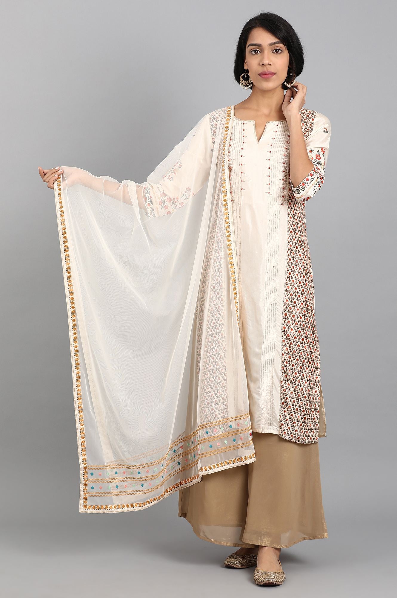 White Embroidered Dupatta