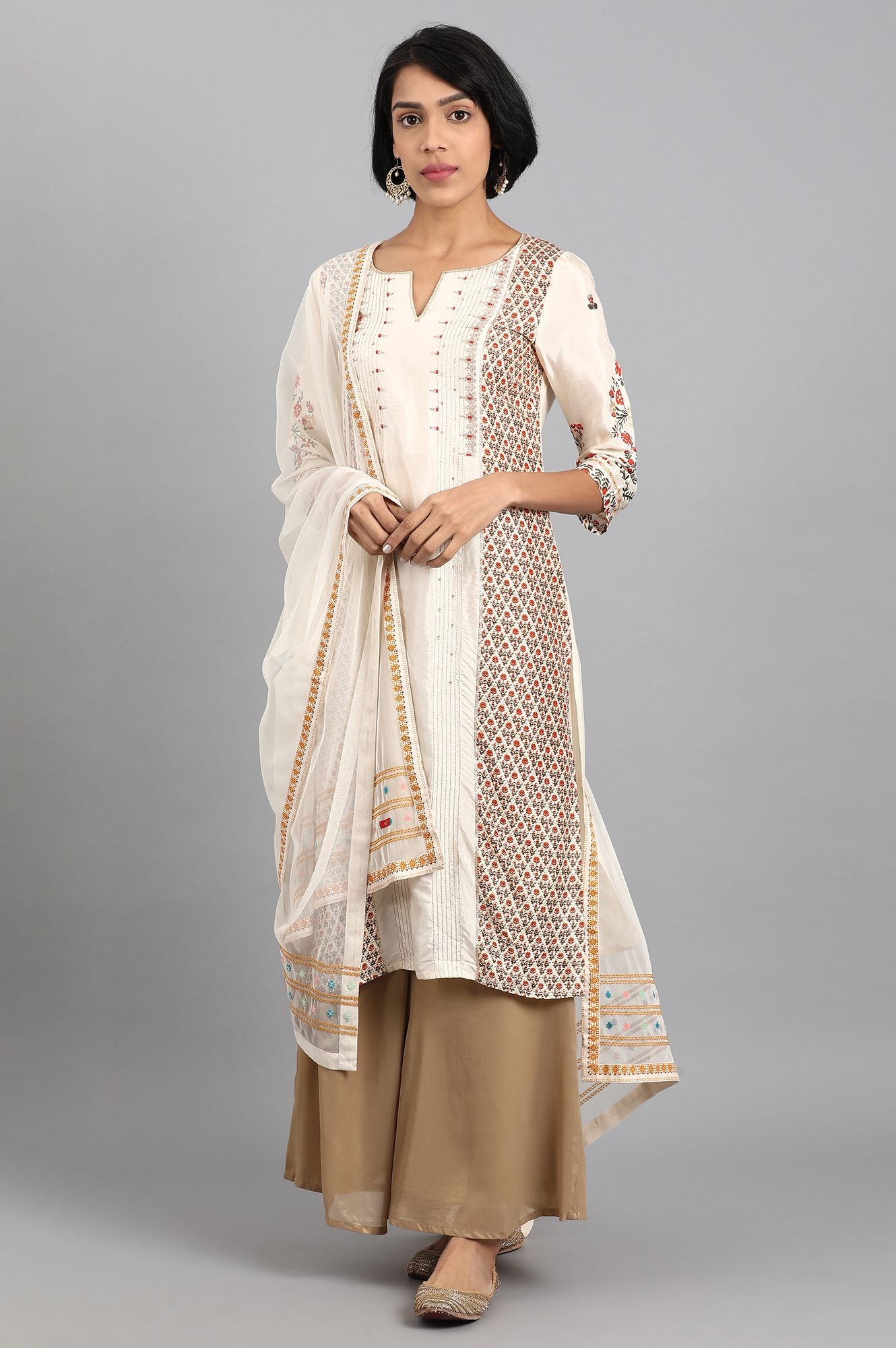 White Embroidered Dupatta