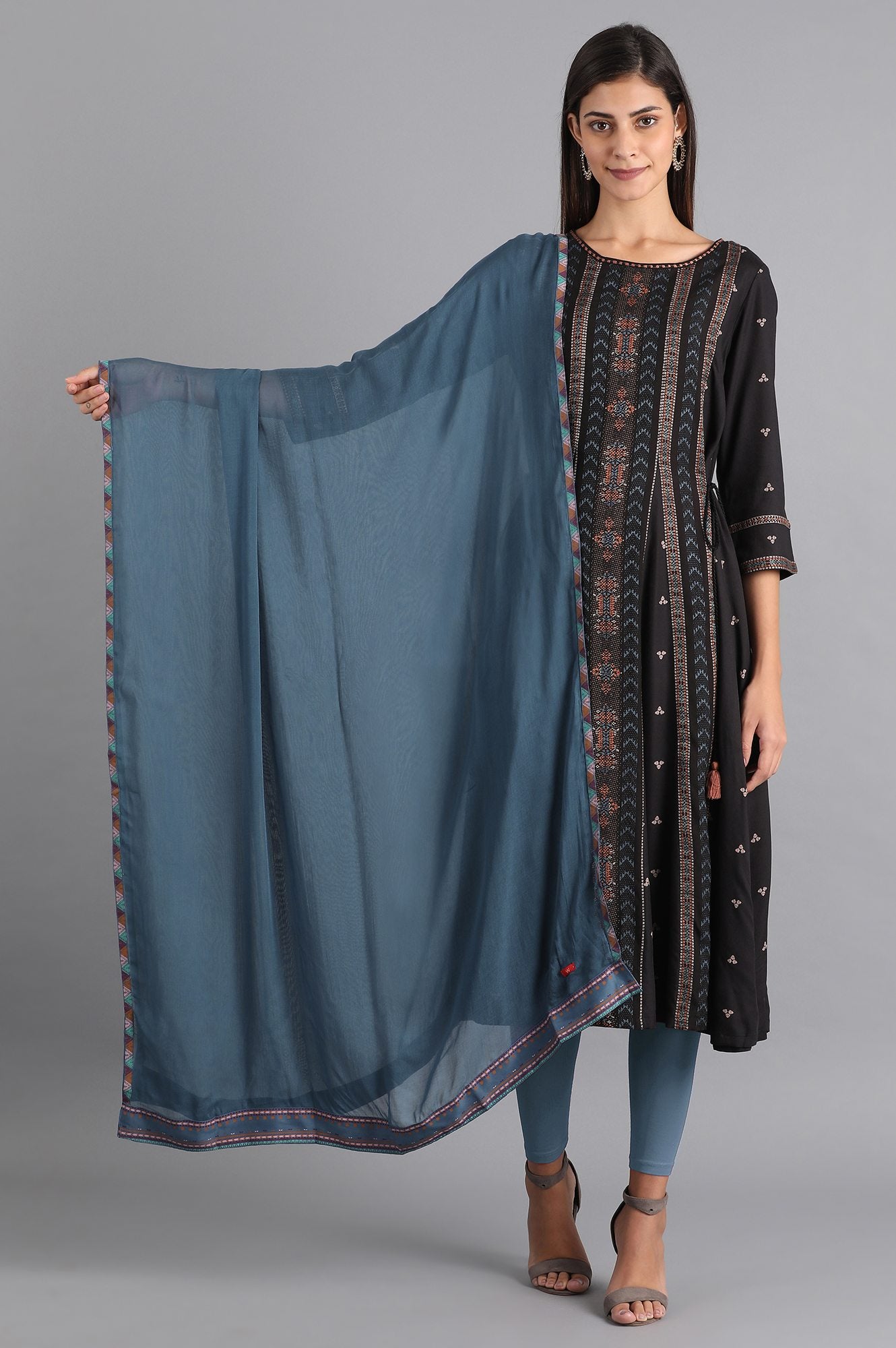 Blue Khari Print Dupatta