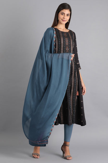 Blue Khari Print Dupatta