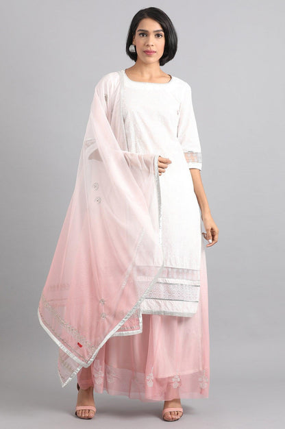 White Round Neck kurta - wforwoman