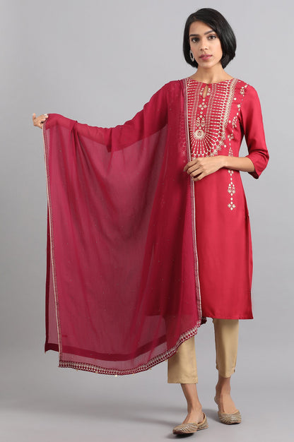 Maroon Chiffon Dupatta