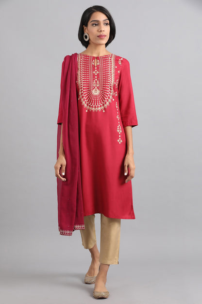 Maroon Chiffon Dupatta