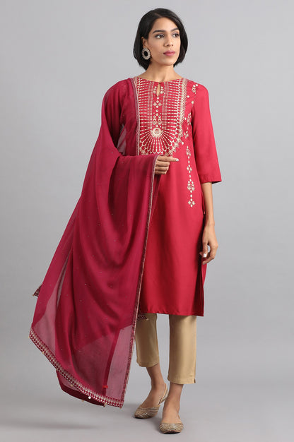 Maroon Chiffon Dupatta