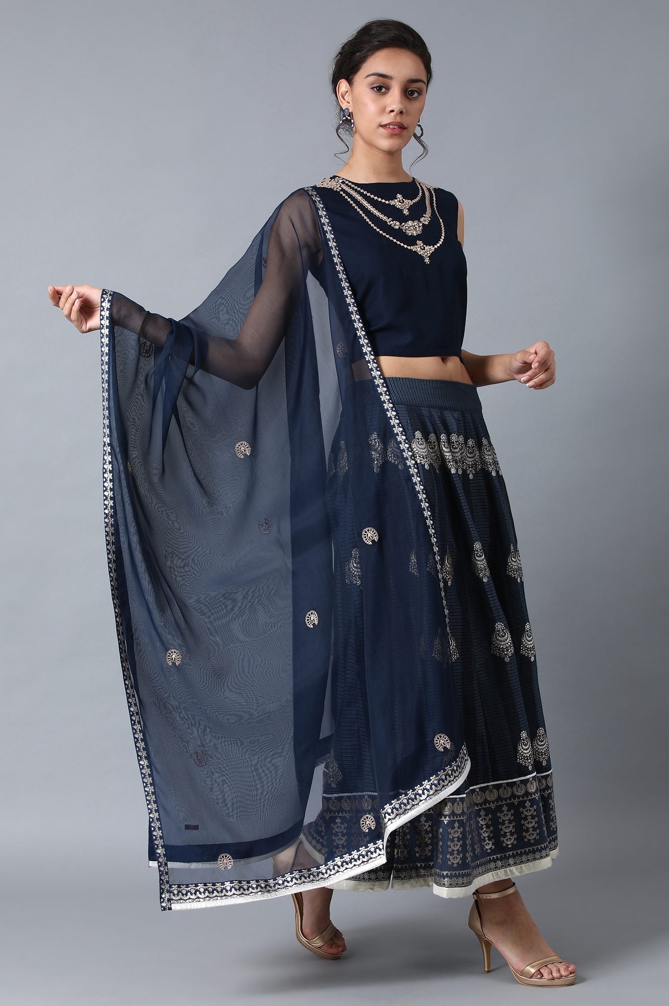 Blue Embroidered Dupatta